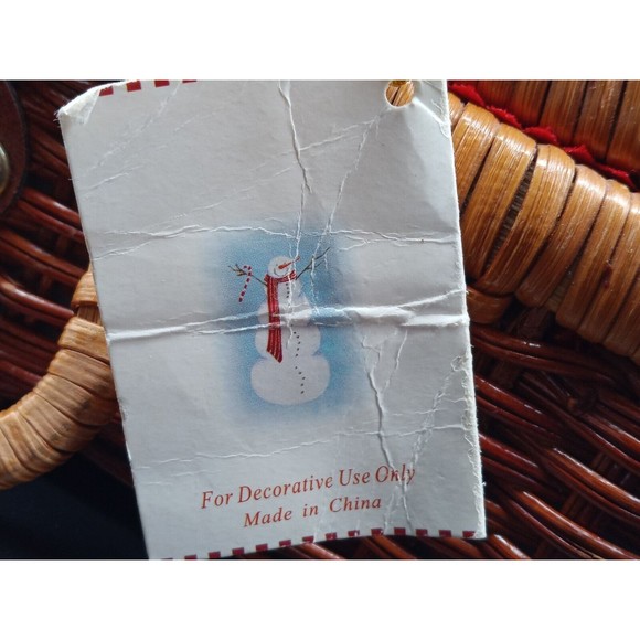 Miniature Snowman Porcelain Tea Party Set 13 Pieces Wicker Picnic Basket Vintage - Picture 9 of 12